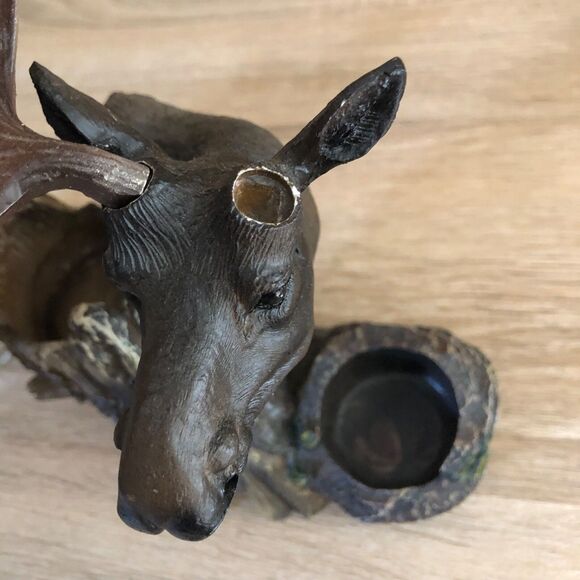 DWK Northern Moose Salt & Pepper Shaker Holder 2 Glass Shakers Cabin Wilderness - Picture 7 of 9